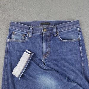 Uniqlo Jeans Mens 30x32 Blue Selvedge Stretch Denim Slim Fit Straight Leg Casual